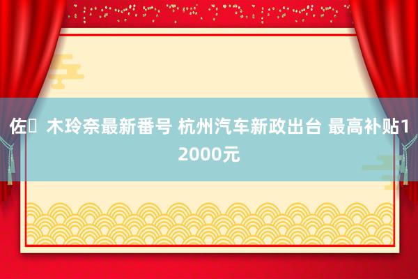 佐々木玲奈最新番号 杭州汽车新政出台 最高补贴12000元