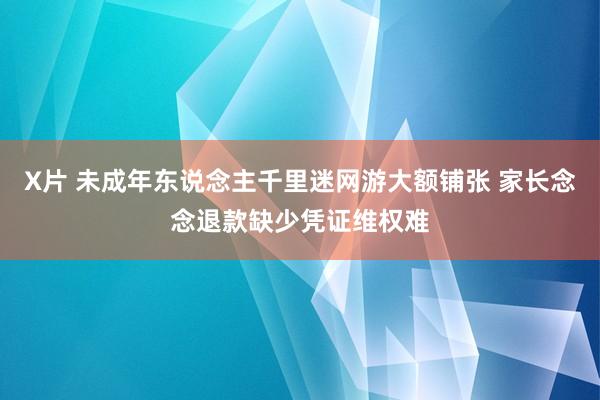 X片 未成年东说念主千里迷网游大额铺张 家长念念退款缺少凭证维权难